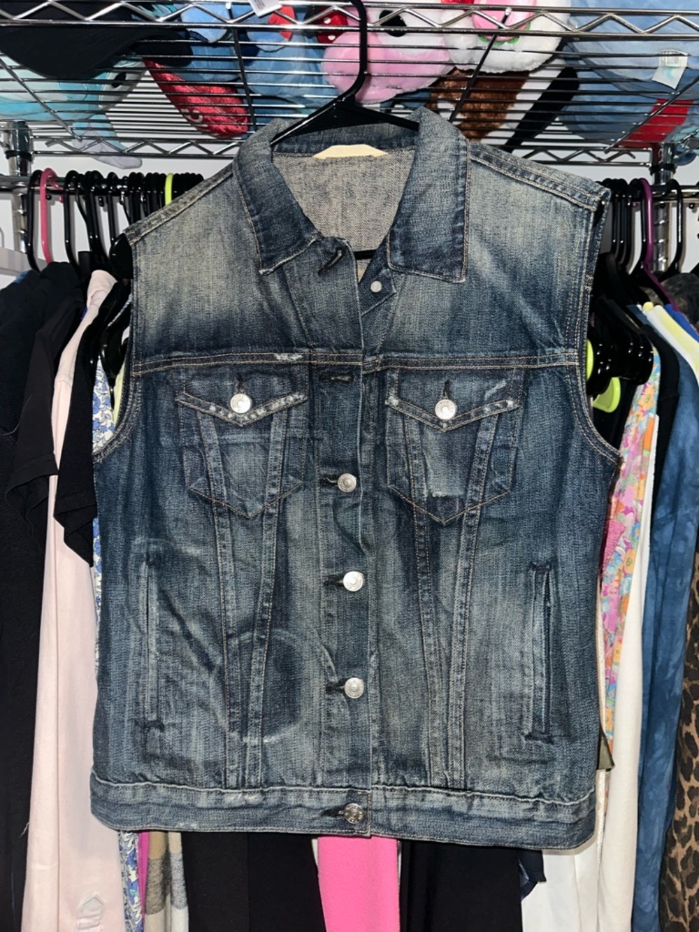rag & bone women's Faded Blue Denim Vest